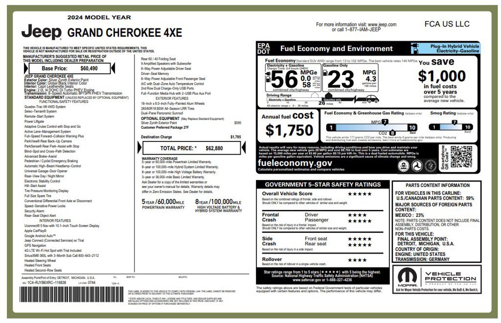 Used 2024 Jeep Grand Cherokee Limited 4xe AWD/4WD image 2