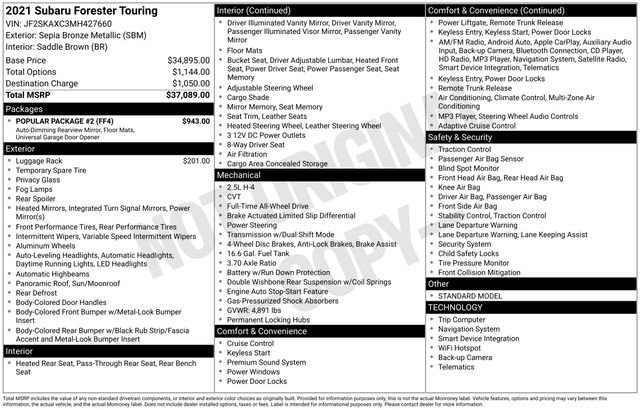 Used 2021 Subaru Forester Touring w/ Popular Package #2 image 7