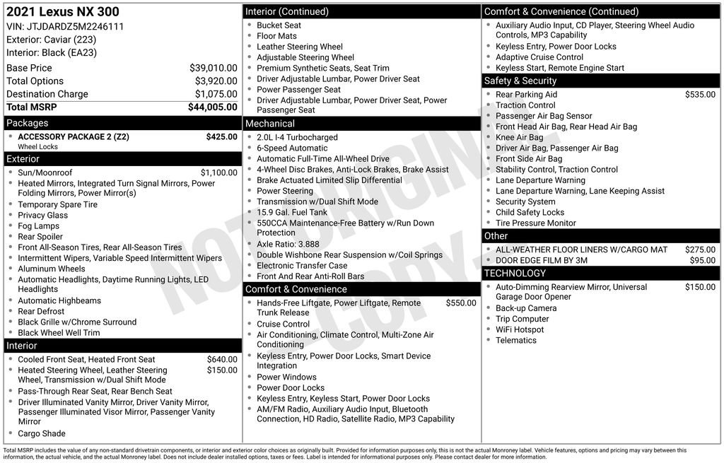 Used 2021 Lexus NX 300 AWD w/ Accessory Package 2 image 39