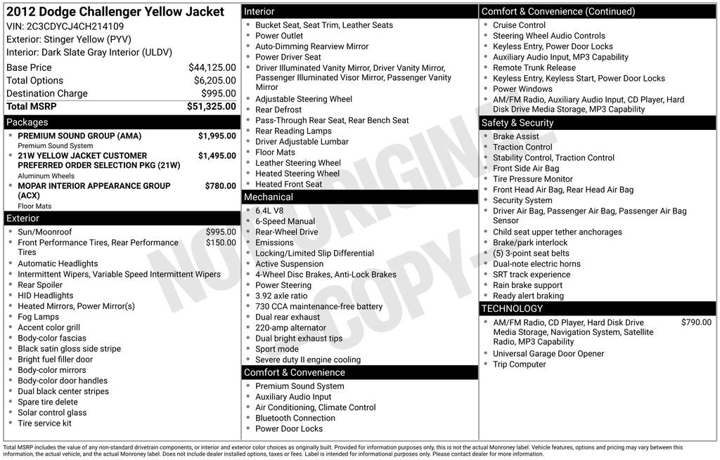 Used 2012 Dodge Challenger SRT8 Yellow Jacket w/ Premium Sound Group image 15