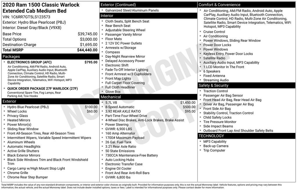 Used 2020 RAM 1500 Classic Warlock w/ Electronics Group image 10