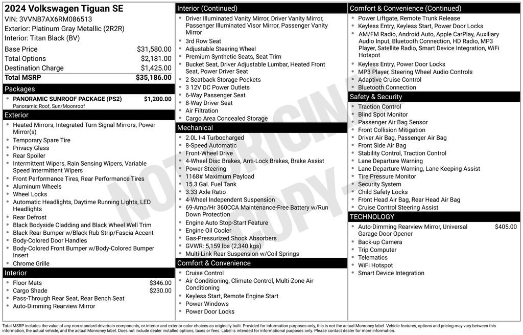 Used 2024 Volkswagen Tiguan SE w/ Panoramic Sunroof Package image 7