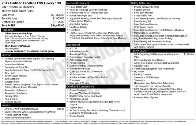 Used 2017 Cadillac Escalade ESV Luxury RWD image 1