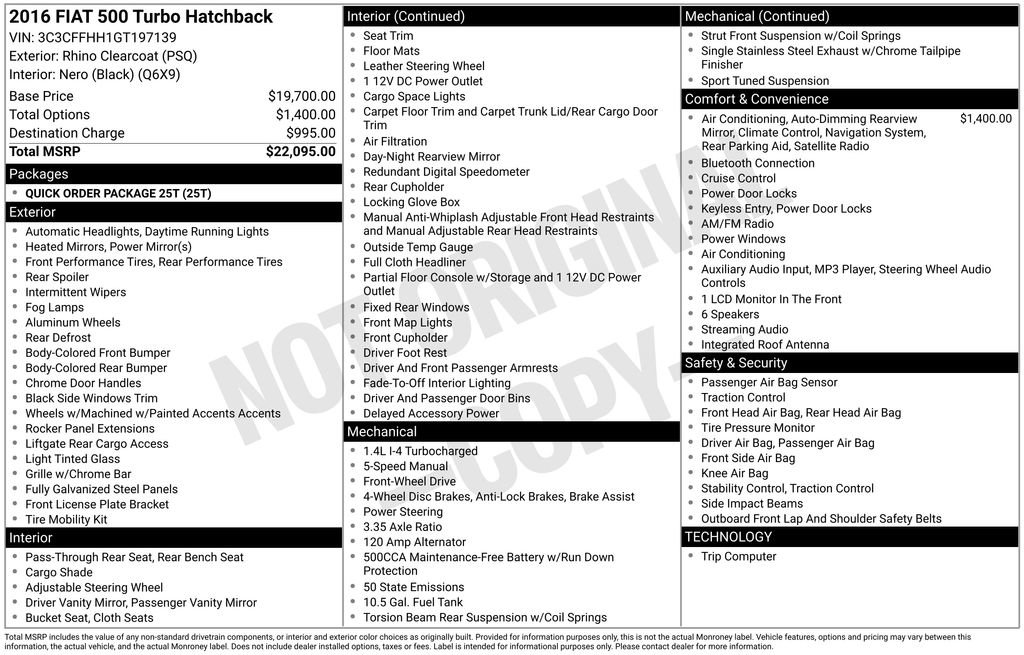 Used 2016 FIAT 500 Turbo image 9