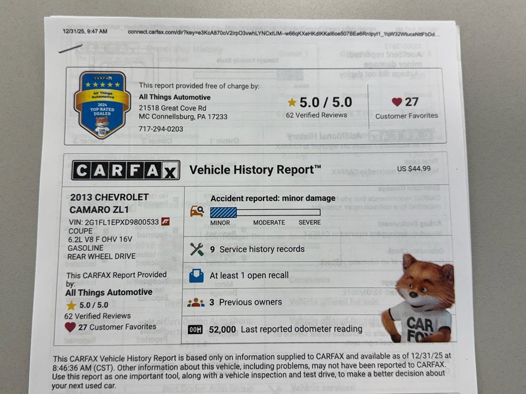 Used 2013 Chevrolet Camaro ZL1 w/ Gray Stripe Package image 34