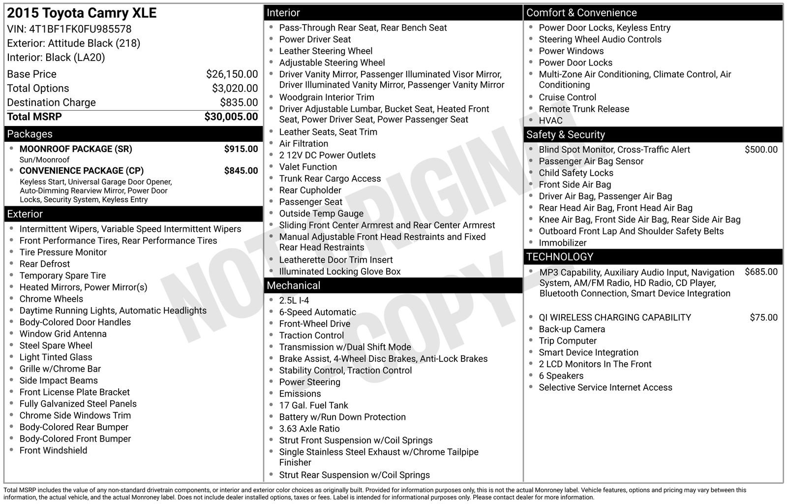 Used 2015 Toyota Camry XLE w/ Moonroof Package FWD image 21