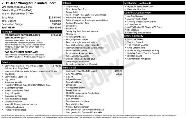 Used 2012 Jeep Wrangler Unlimited Sport image 37