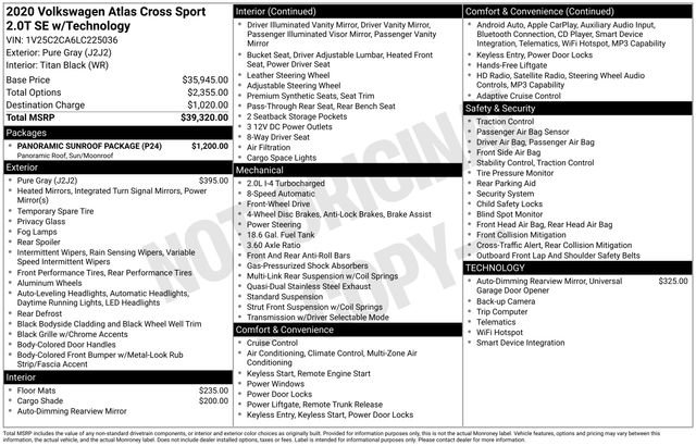 Used 2020 Volkswagen Atlas Cross Sport SE w/ Panoramic Sunroof Package FWD image 35