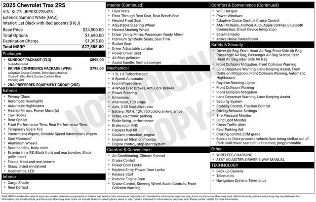 Used 2025 Chevrolet Trax RS w/ Sunroof Package FWD image 2