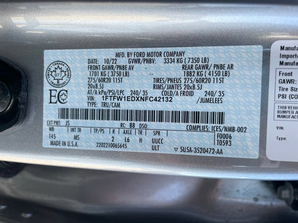 Used 2022 Ford F150 XLT w/ Equipment Group 302A High AWD/4WD image 42