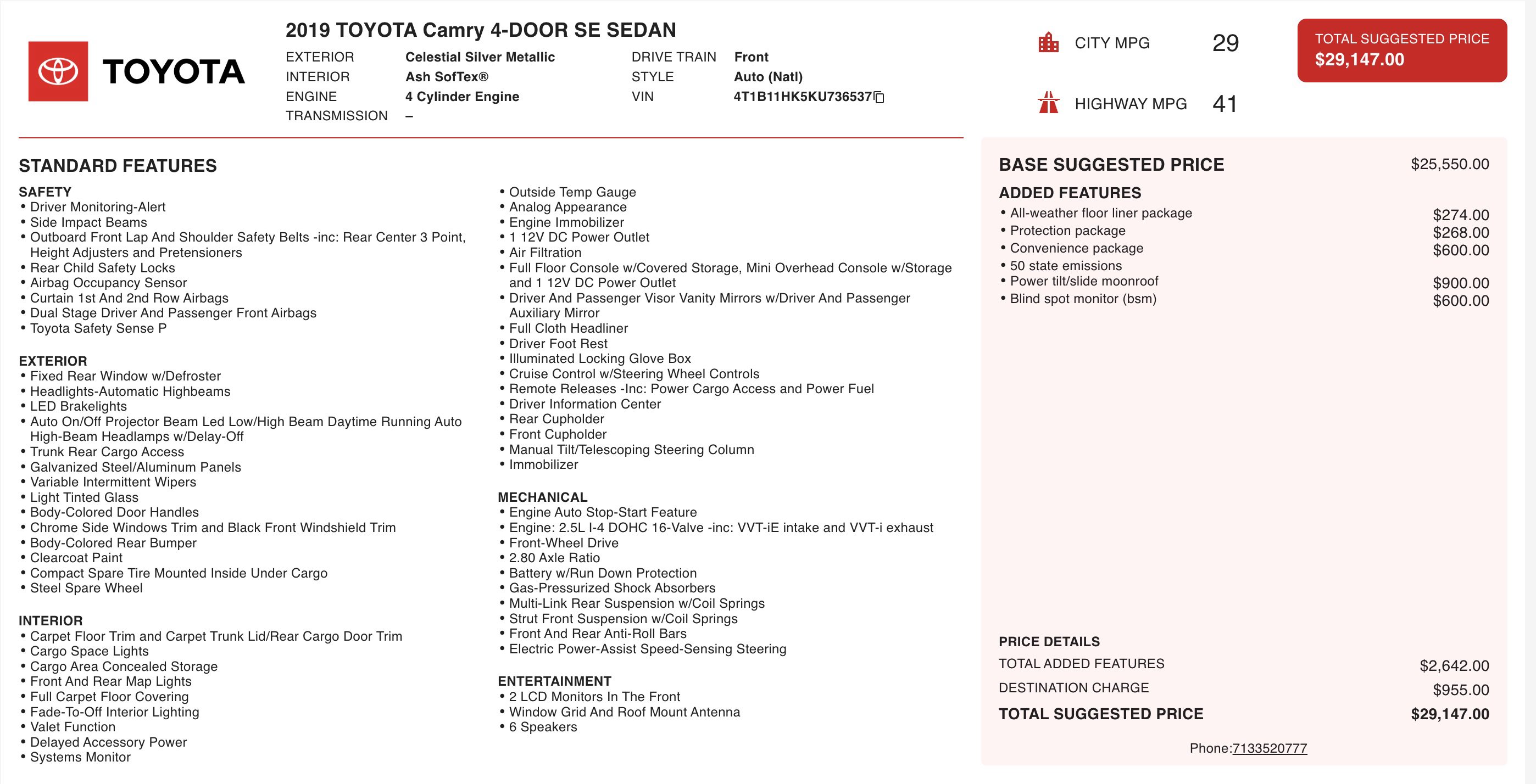 Used 2019 Toyota Camry SE image 3