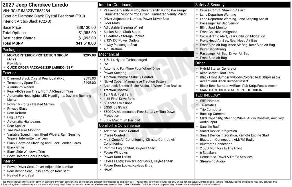 New 2027 Jeep Cherokee Laredo AWD/4WD image 6