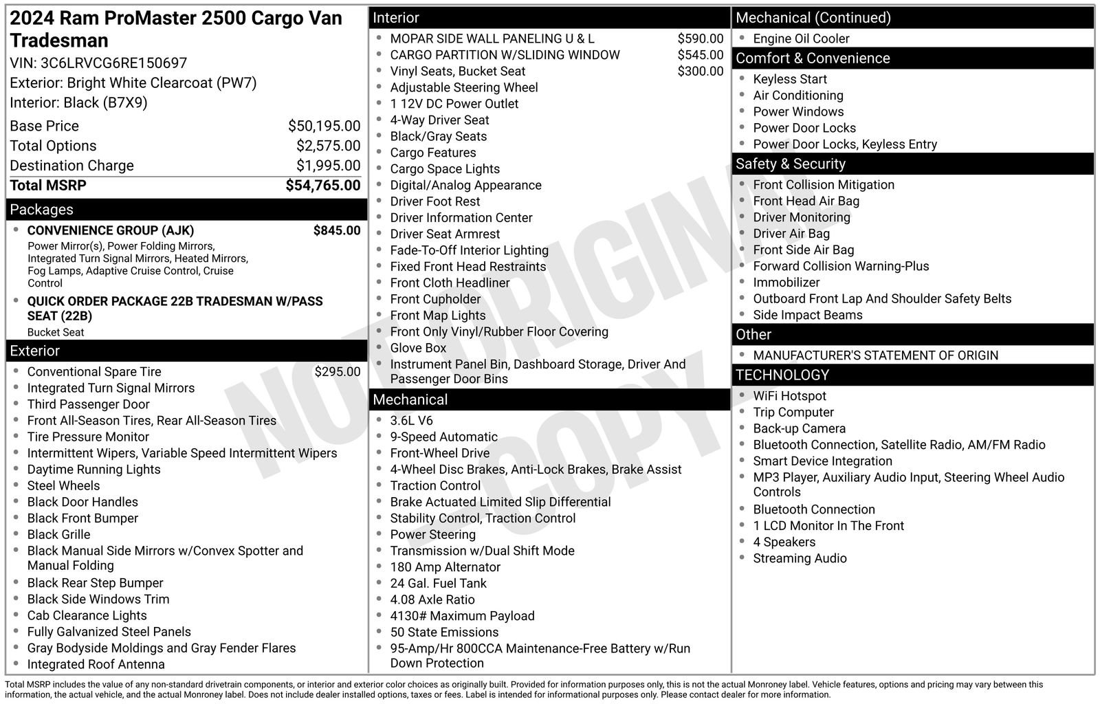 Used 2024 RAM ProMaster 2500 w/ Convenience Group FWD image 2