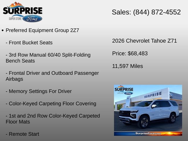 Used 2026 Chevrolet Tahoe Z71 w/ Z71 Off-Road Package AWD/4WD image 6