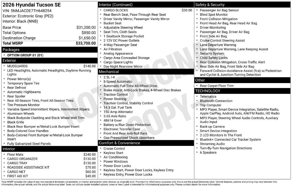 Certified 2026 Hyundai Tucson SE AWD/4WD image 31