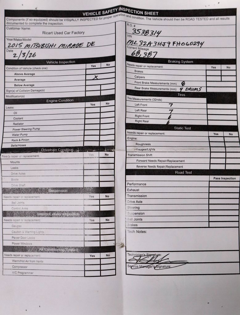 Used 2015 Mitsubishi Mirage DE image 3