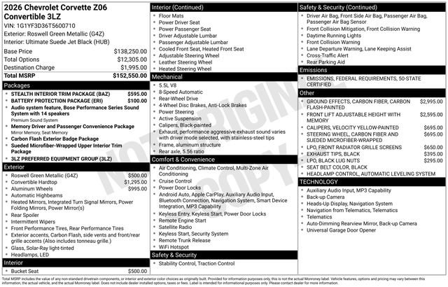 New 2026 Chevrolet Corvette Z06 w/ Stealth Interior Trim Package image 4