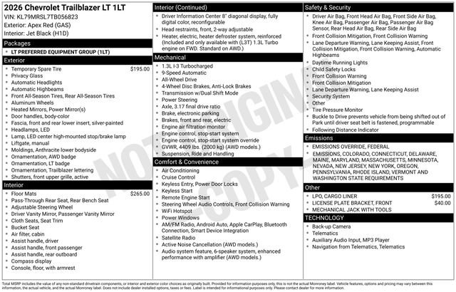 New 2026 Chevrolet TrailBlazer LT image 28