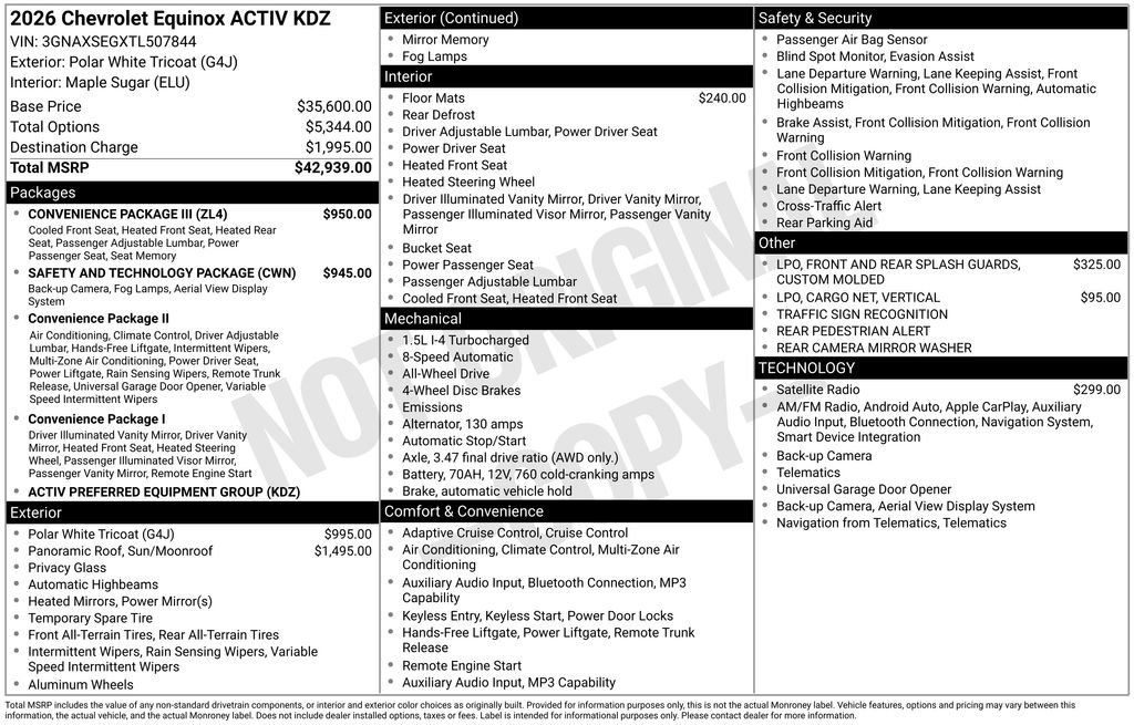 New 2026 Chevrolet Equinox ACTIV w/ Convenience Package III AWD/4WD image 4
