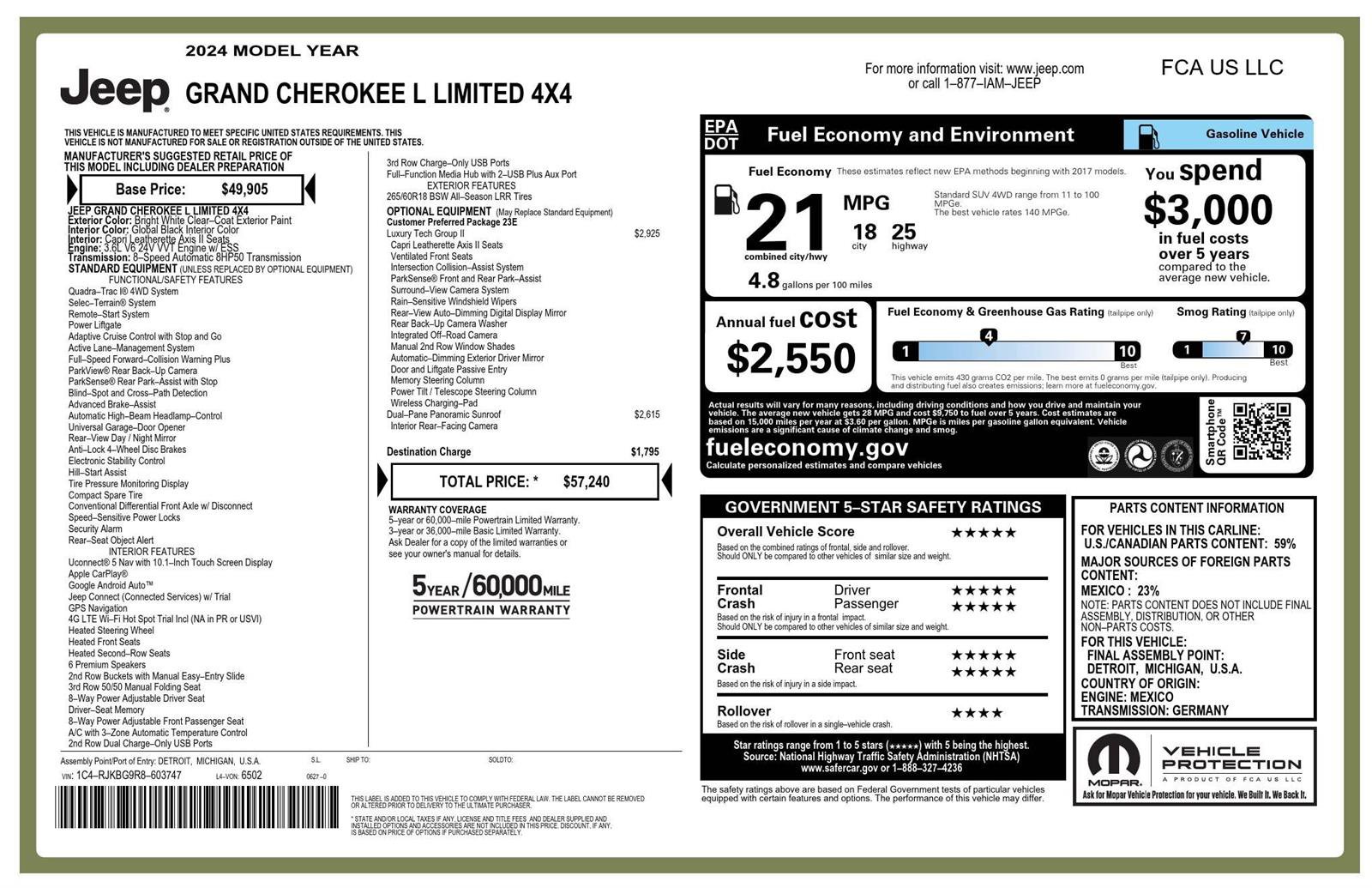 Used 2024 Jeep Grand Cherokee L Limited w/ Luxury Tech Group II image 3