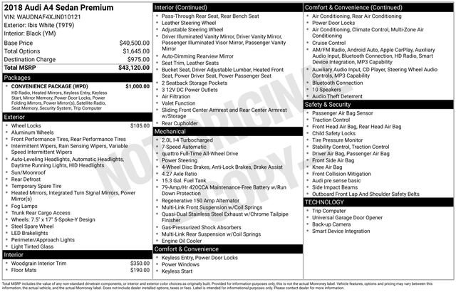 Used 2018 Audi A4 2.0T Premium w/ Convenience Package image 13