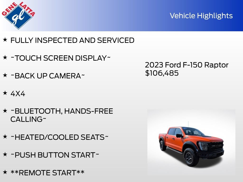 Certified 2023 Ford F150 Raptor w/ Equipment Group 802A Raptor R AWD/4WD image 34