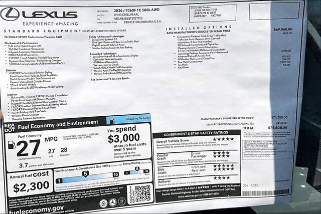 New 2026 Lexus TX 500h AWD image 14