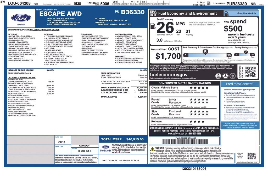 Certified 2023 Ford Escape ST-Line Select w/ Tech Pack #2 image 36