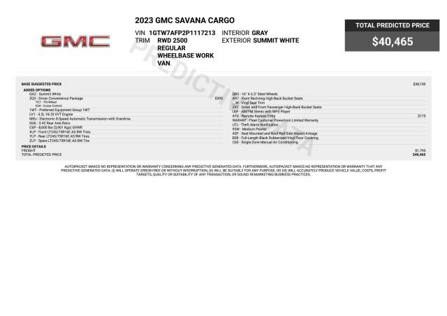 Used 2023 GMC Savana 2500 w/ Driver Convenience Package RWD image 3