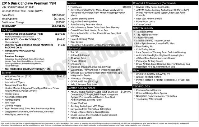 Used 2016 Buick Enclave Premium w/ Experience Buick Package image 50