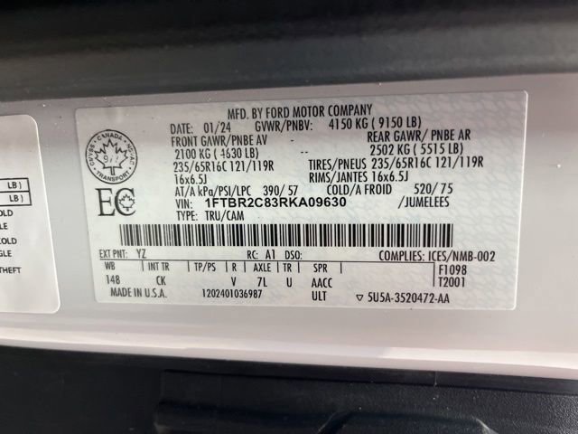 Used 2024 Ford Transit 250 148 Medium Roof Extended AWD w/ Load Area Protection Package image 32