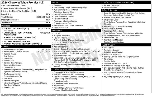 Certified 2026 Chevrolet Tahoe Premier w/ Sun And Tow Package AWD/4WD image 32
