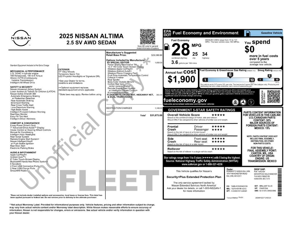 Used 2025 Nissan Altima 2.5 SV w/ SV Special Edition Package AWD/4WD image 13