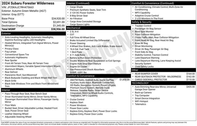 Certified 2024 Subaru Forester Wilderness AWD/4WD image 13