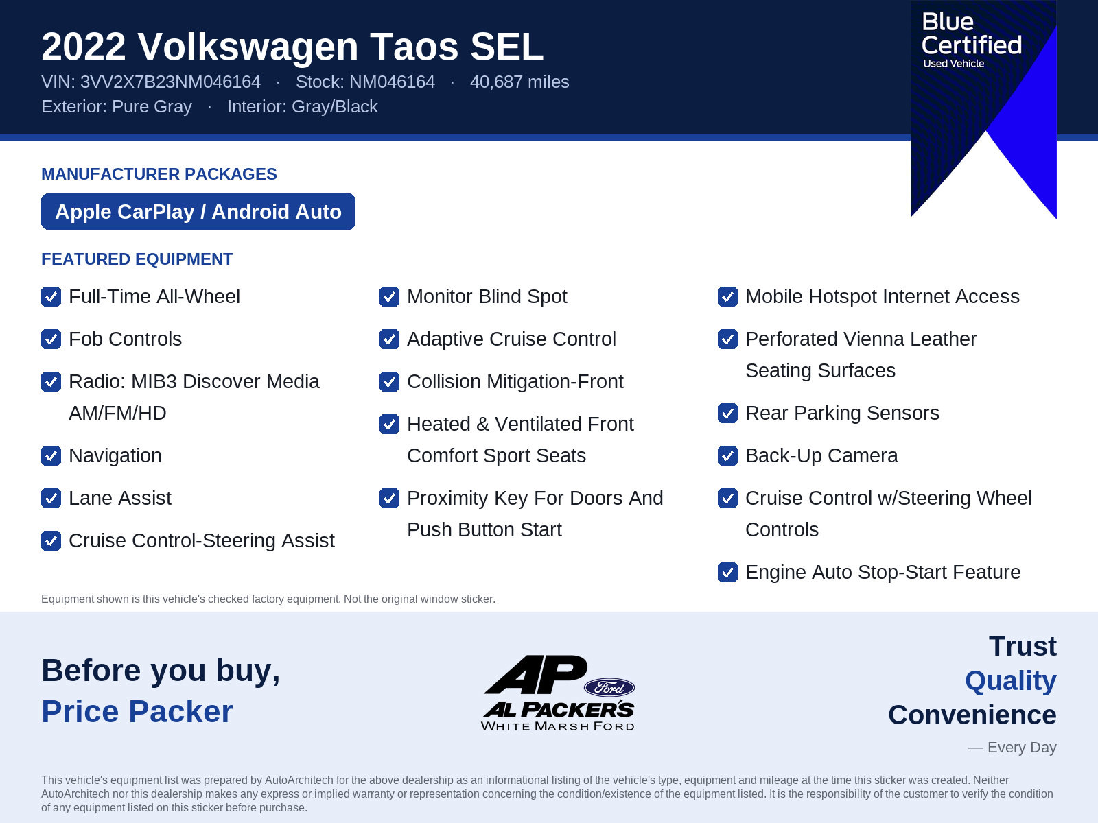 Used 2022 Volkswagen Taos SEL AWD/4WD image 10