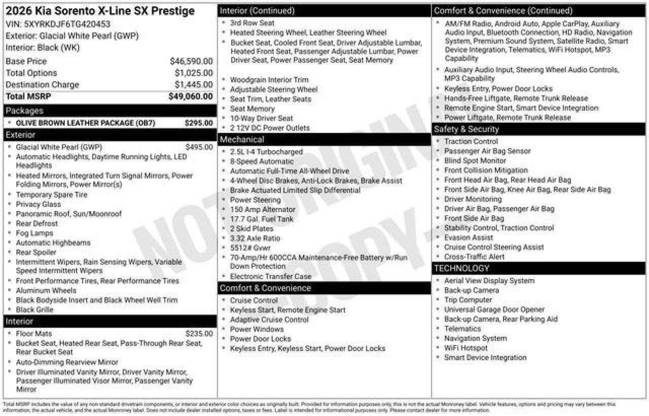 New 2026 Kia Sorento SX Prestige w/ Olive Brown Leather Package image 16