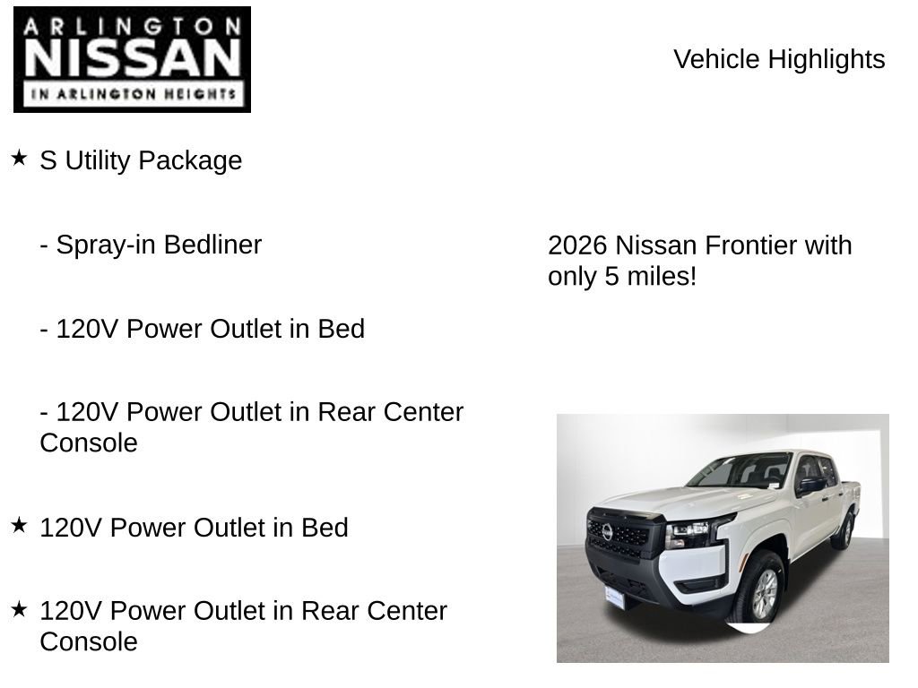 New 2026 Nissan Frontier S w/ S Utility Package AWD/4WD image 7