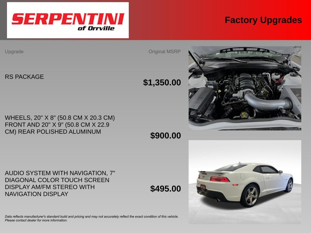 Used 2015 Chevrolet Camaro SS w/ RS Package RWD image 6