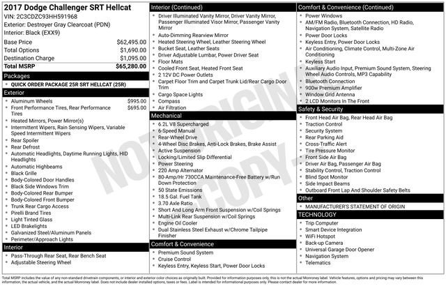 Used 2017 Dodge Challenger SRT Hellcat RWD image 2