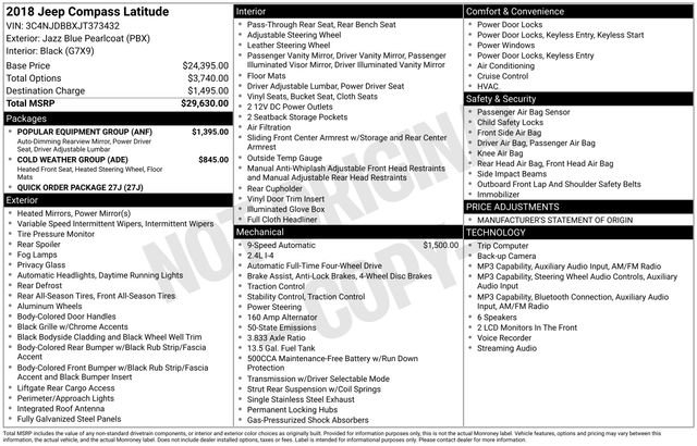 Used 2018 Jeep Compass Latitude w/ Popular Equipment Group image 7