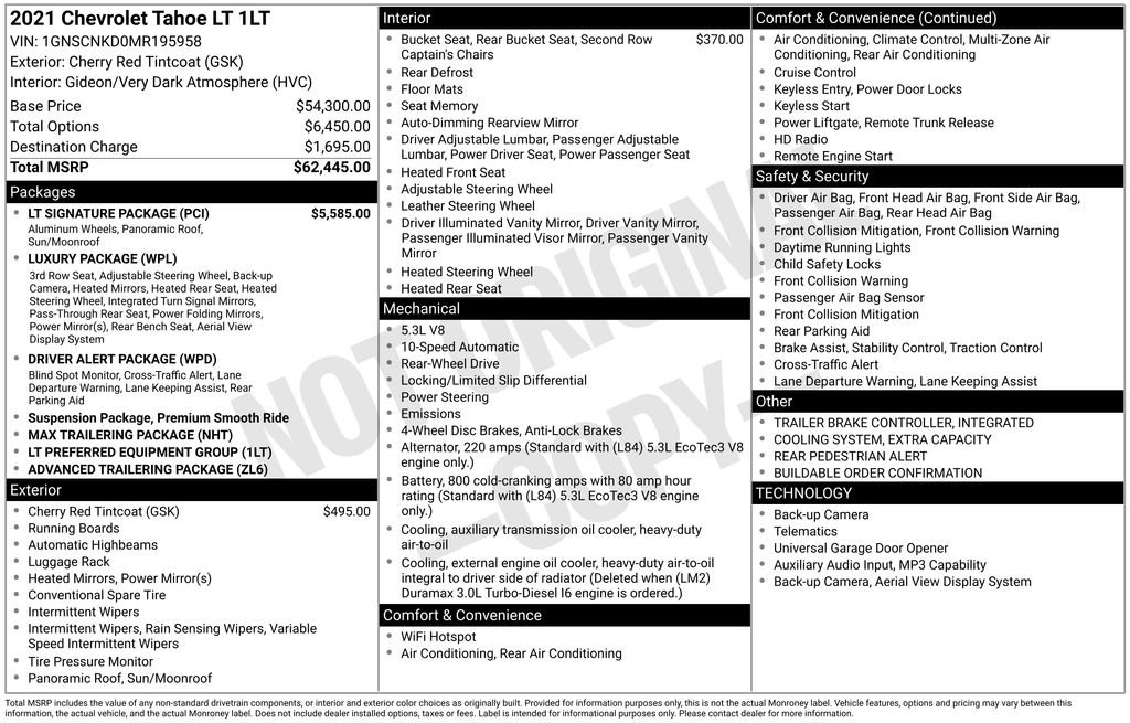 Used 2021 Chevrolet Tahoe LT w/ LT Signature Package image 12