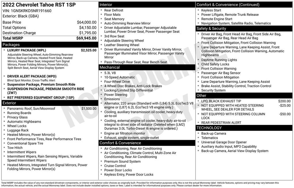 Used 2022 Chevrolet Tahoe RST w/ Luxury Package AWD/4WD image 38