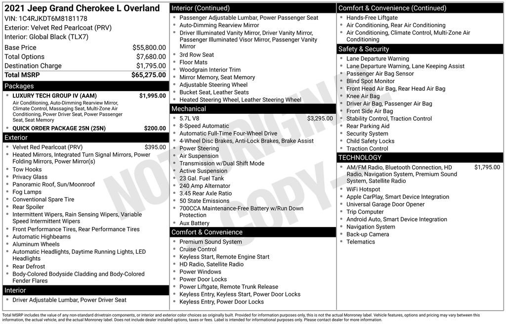 Used 2021 Jeep Grand Cherokee L Overland w/ Luxury Tech Group IV image 41