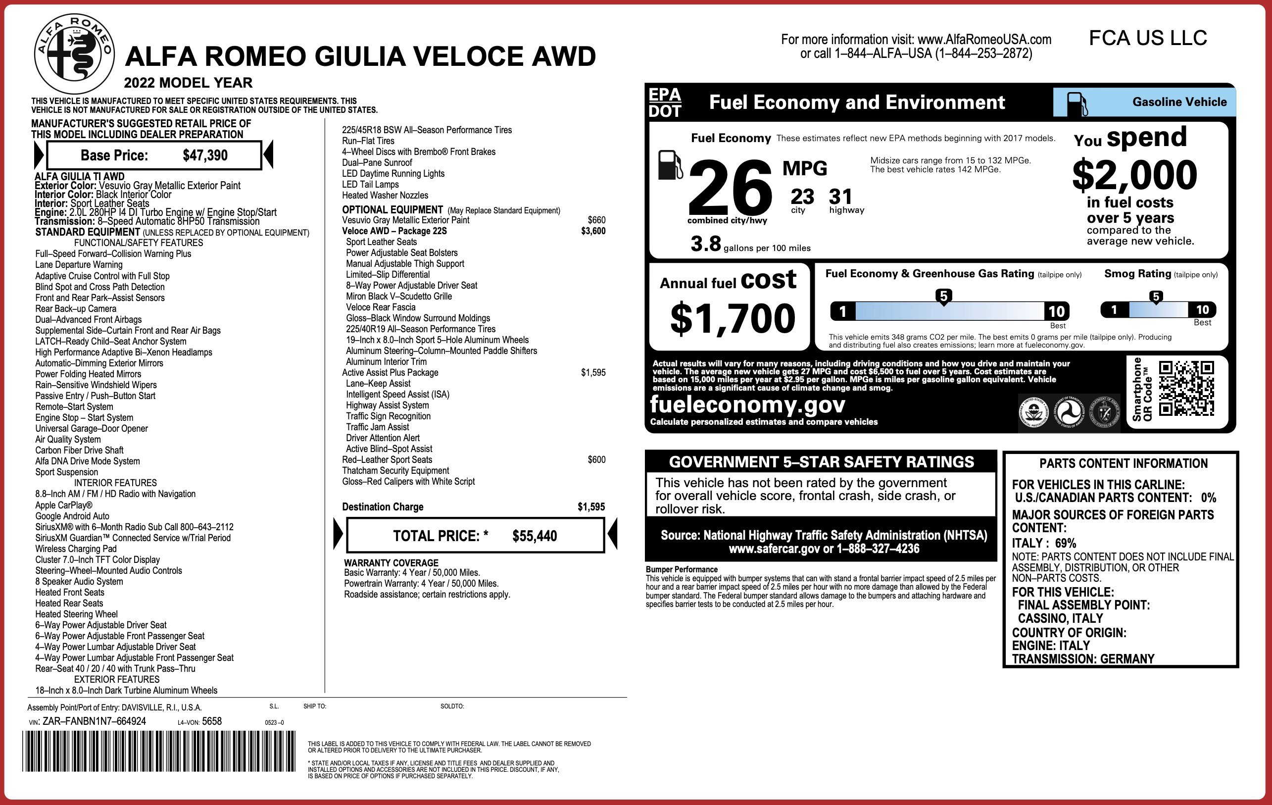 Used 2022 Alfa Romeo Giulia Veloce image 2