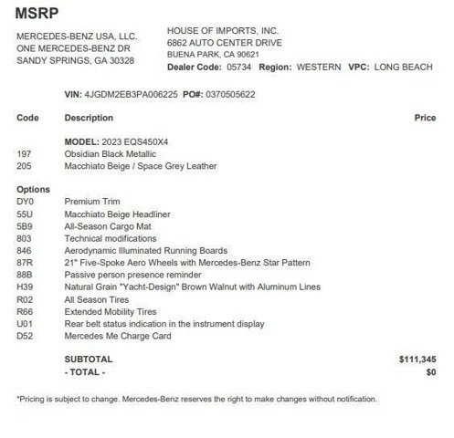 Certified 2023 Mercedes-Benz EQS 450+ 4MATIC SUV image 4