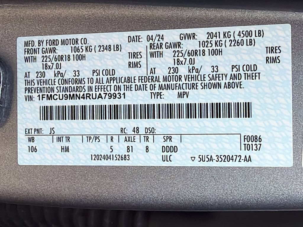 Used 2024 Ford Escape ST-Line w/ Tech Pack #1 AWD/4WD image 34