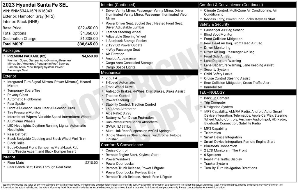 Used 2023 Hyundai Santa Fe SEL w/ Premium Package FWD image 5