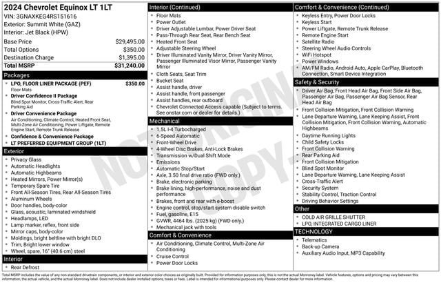 Certified 2024 Chevrolet Equinox LT w/ LPO, Floor Liner Package FWD image 32