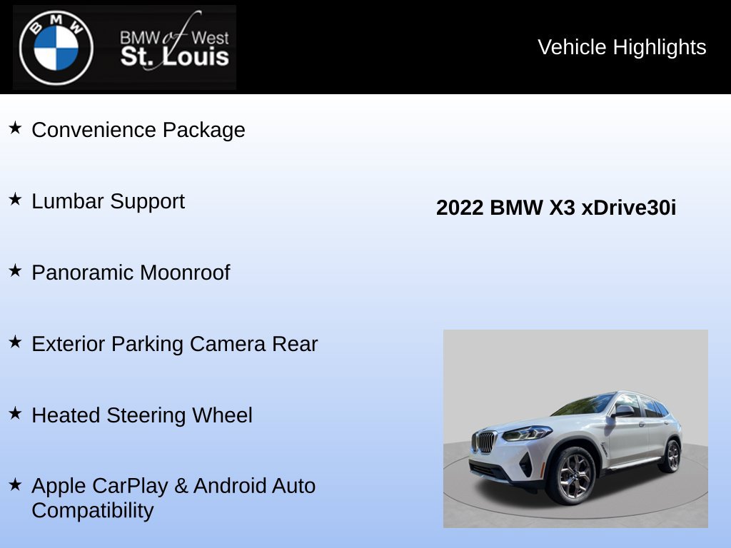 Used 2022 BMW X3 xDrive30i w/ Convenience Package AWD/4WD image 8