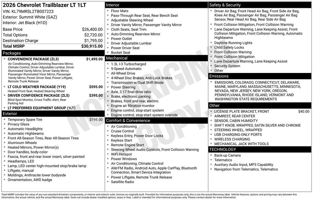 New 2026 Chevrolet TrailBlazer LT w/ Convenience Package image 33